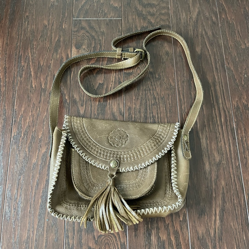 Patricia Nash Beaumont Crossbody Leather Bag Brown Boho Chic